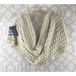 Echo Design Tube Metallic Knit Infinity Scarf Women OS Cream NEW Zig Zag Loop